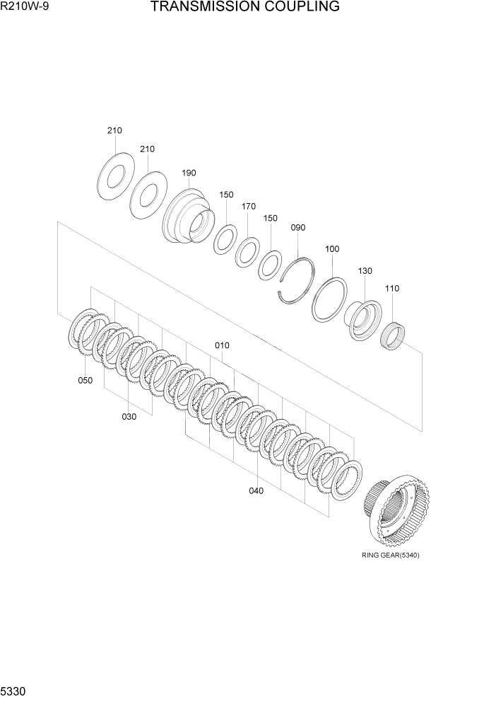 Схема запчастей Hyundai R210W-9 - PAGE 5330 TRANSMISSION COUPLING ТРАНСМИССИЯ