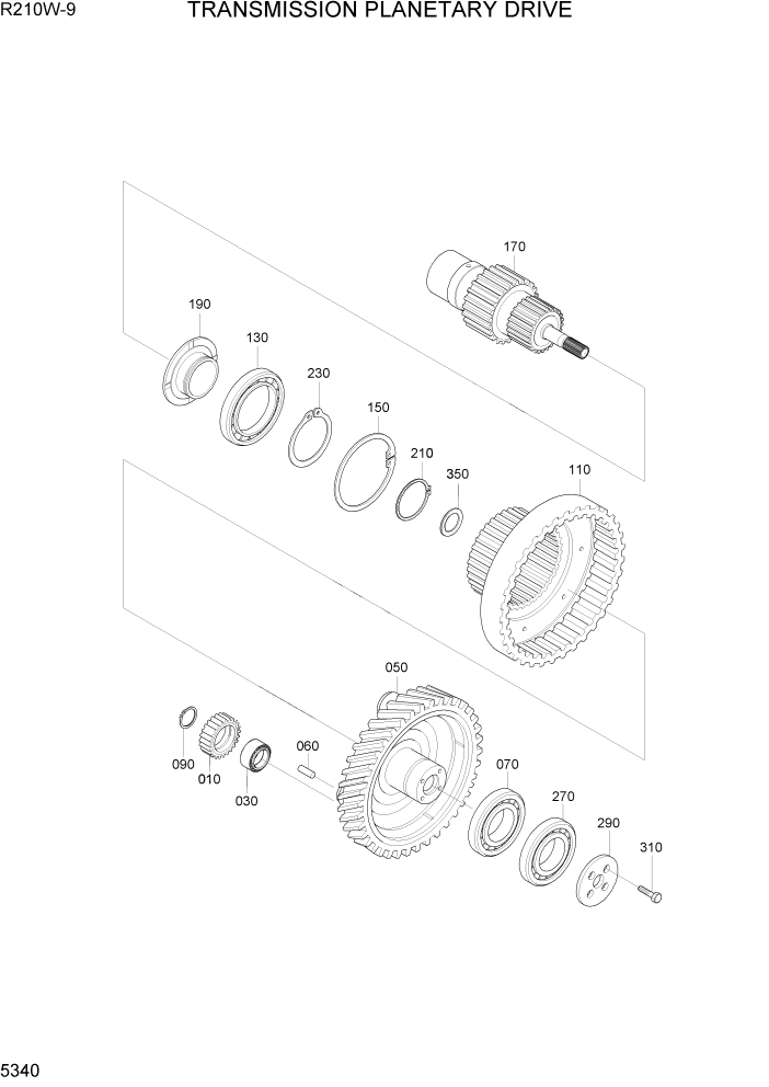 Схема запчастей Hyundai R210W-9 - PAGE 5340 TRANSMISSION PLANETARY DRIVE ТРАНСМИССИЯ