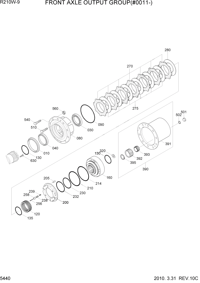 Схема запчастей Hyundai R210W-9 - PAGE 5440 FRONT AXLE OUTPUT GROUP(#0011-) ТРАНСМИССИЯ