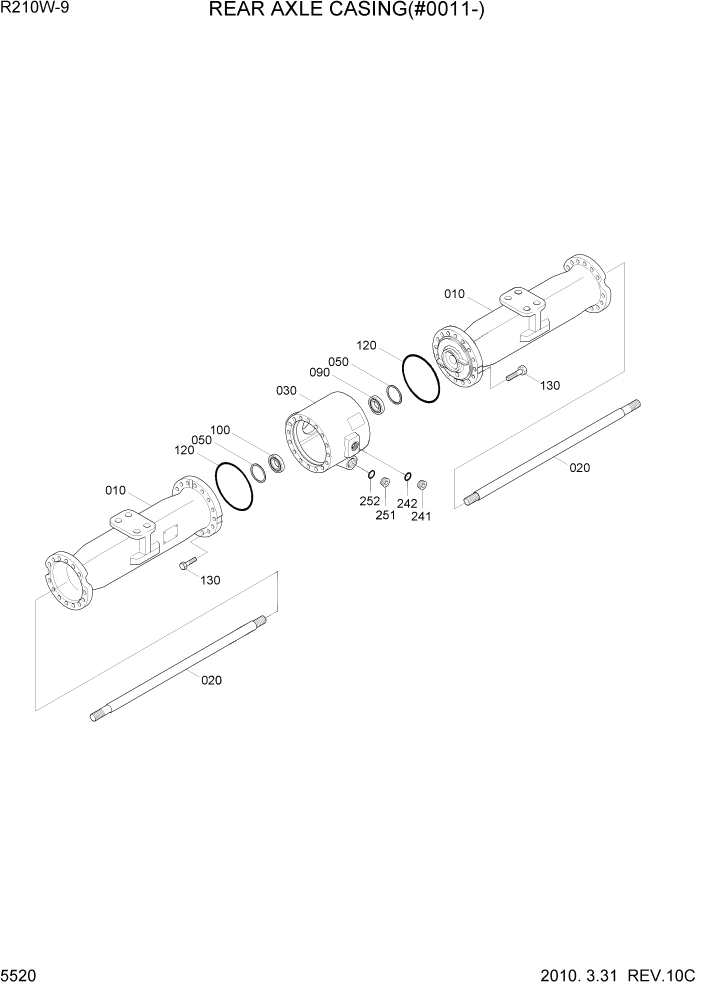 Схема запчастей Hyundai R210W-9 - PAGE 5520 REAR AXLE CASING(#0011-) ТРАНСМИССИЯ