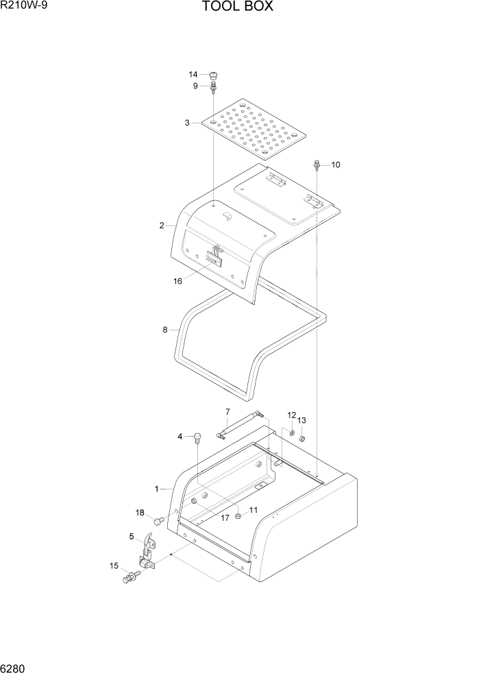 Схема запчастей Hyundai R210W-9 - PAGE 6280 TOOL BOX СТРУКТУРА