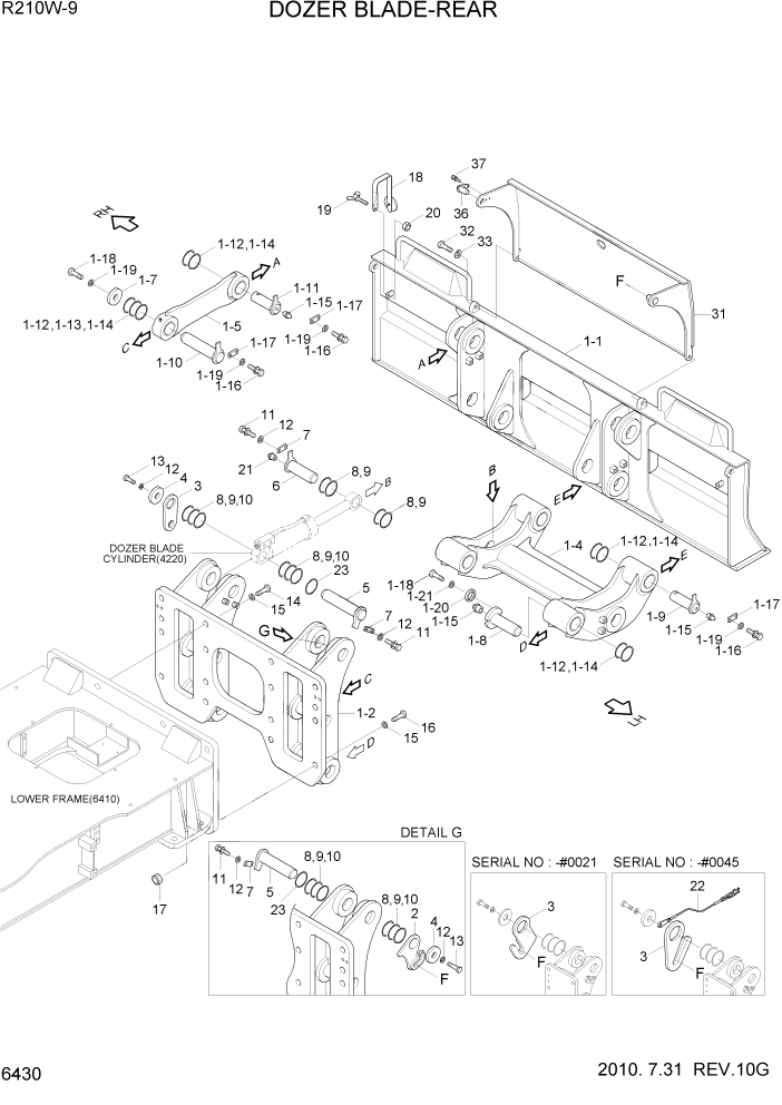 Схема запчастей Hyundai R210W-9 - PAGE 6430 DOZER BLADE-REAR СТРУКТУРА