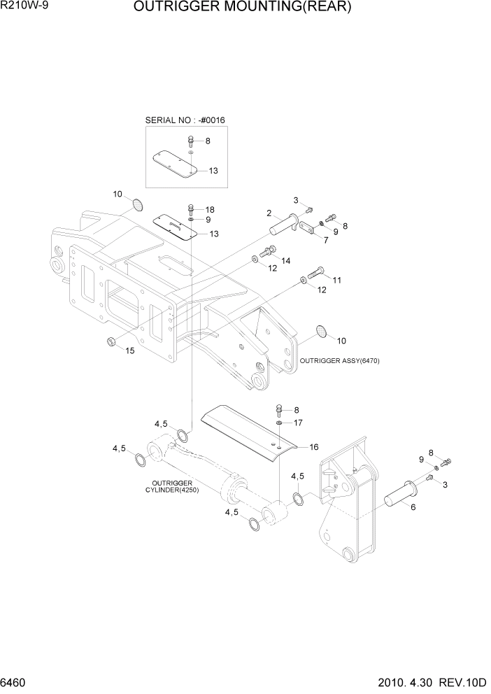 Схема запчастей Hyundai R210W-9 - PAGE 6460 OUTRIGGER MOUNTING(REAR) СТРУКТУРА