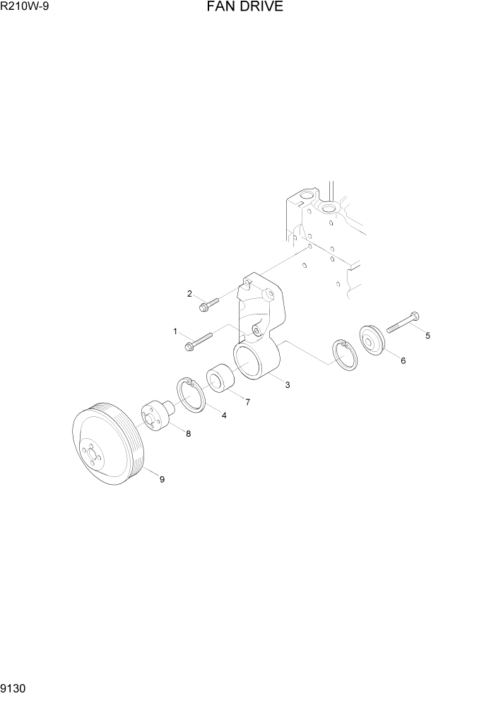 Схема запчастей Hyundai R210W-9 - PAGE 9130 FAN DRIVE ДВИГАТЕЛЬ БАЗА