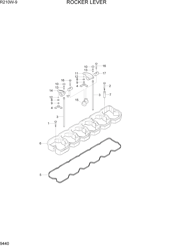 Схема запчастей Hyundai R210W-9 - PAGE 9440 ROCKER LEVER ДВИГАТЕЛЬ БАЗА