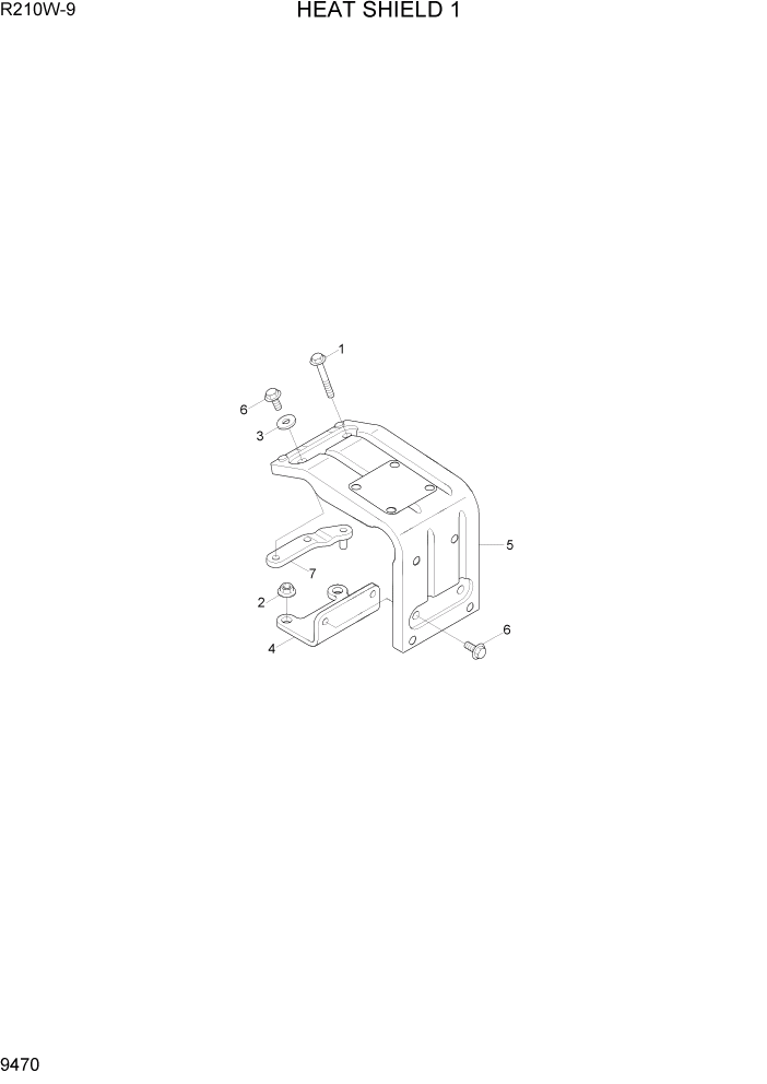 Схема запчастей Hyundai R210W-9 - PAGE 9470 HEAT SHIELD 1 ДВИГАТЕЛЬ БАЗА