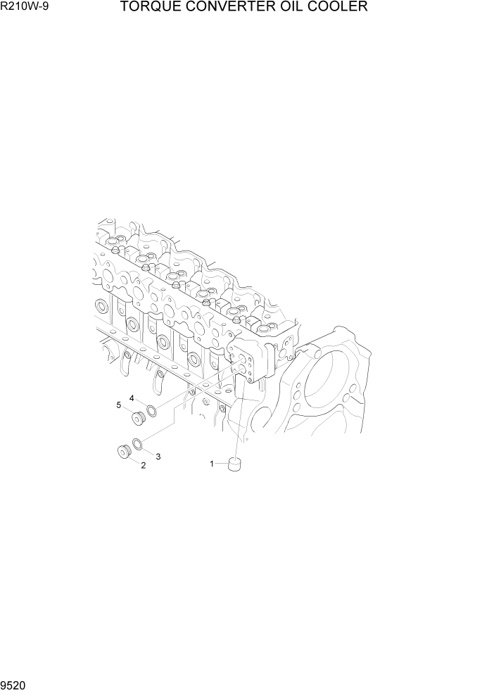 Схема запчастей Hyundai R210W-9 - PAGE 9520 TORQUE CONVERTER OIL COOLER ДВИГАТЕЛЬ БАЗА