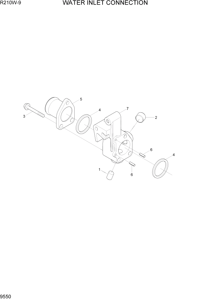 Схема запчастей Hyundai R210W-9 - PAGE 9550 WATER INLET CONNECTION ДВИГАТЕЛЬ БАЗА