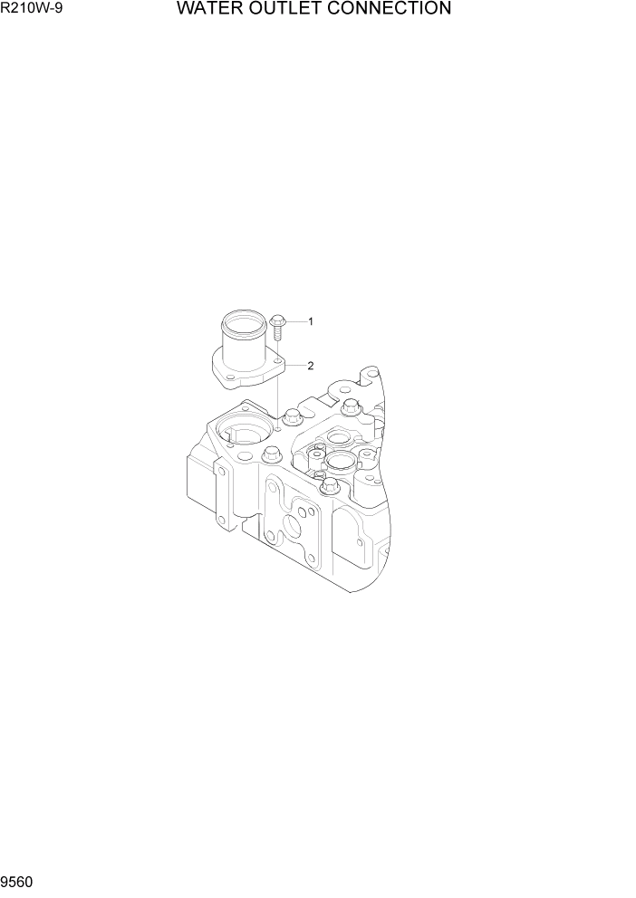 Схема запчастей Hyundai R210W-9 - PAGE 9560 WATER OUTLET CONNECTION ДВИГАТЕЛЬ БАЗА
