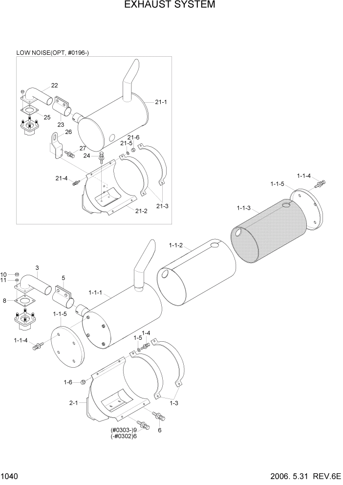 Схема запчастей Hyundai R55W7 - PAGE 1040 EXHAUST SYSTEM СИСТЕМА ДВИГАТЕЛЯ
