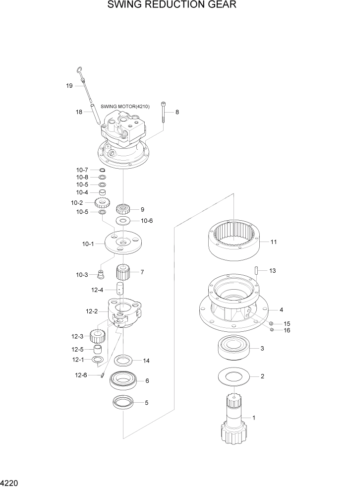 Схема запчастей Hyundai R55W7 - PAGE 4220 SWING REDUCTION GEAR ГИДРАВЛИЧЕСКИЕ КОМПОНЕНТЫ
