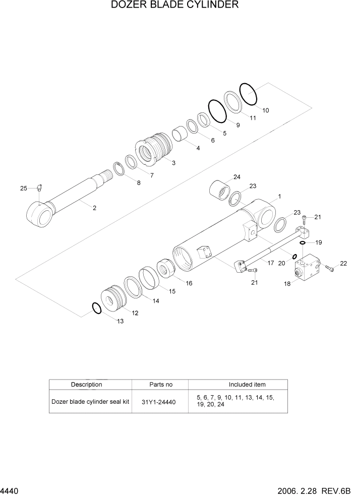 Схема запчастей Hyundai R55W7 - PAGE 4440 DOZER BLADE CYLINDER ГИДРАВЛИЧЕСКИЕ КОМПОНЕНТЫ