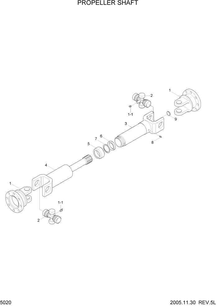 Схема запчастей Hyundai R55W7 - PAGE 5020 PROPELLER SHAFT ТРАНСМИССИЯ