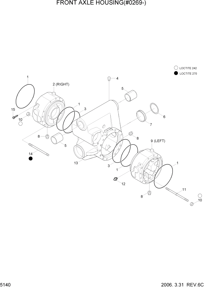 Схема запчастей Hyundai R55W7 - PAGE 5140 FRONT AXLE HOUSING(#0269-) ТРАНСМИССИЯ