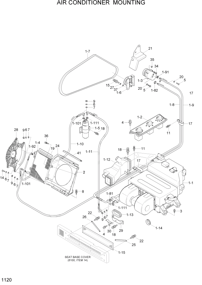 Схема запчастей Hyundai R55W7A - PAGE 1120 AIR CONDITIONER MOUNTING СИСТЕМА ДВИГАТЕЛЯ