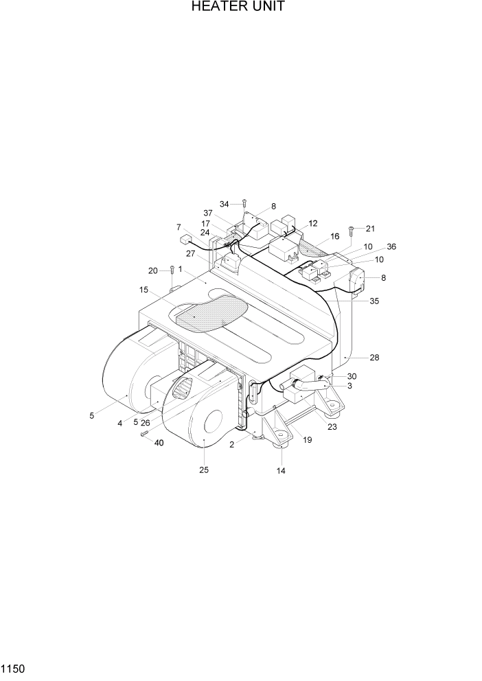 Схема запчастей Hyundai R55W7A - PAGE 1150 HEATER UNIT СИСТЕМА ДВИГАТЕЛЯ