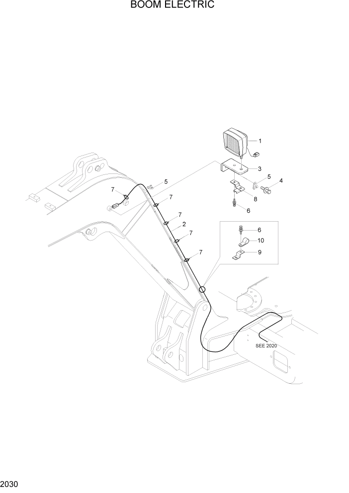Схема запчастей Hyundai R55W7A - PAGE 2030 BOOM ELECTRIC ЭЛЕКТРИЧЕСКАЯ СИСТЕМА