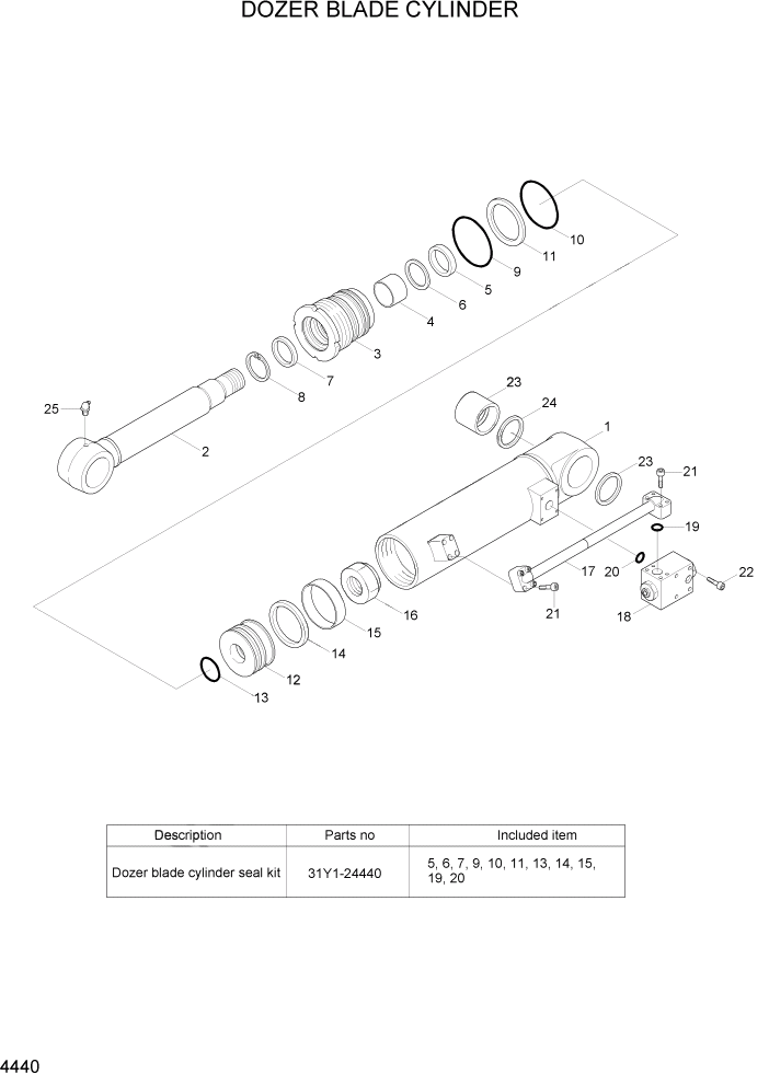 Схема запчастей Hyundai R55W7A - PAGE 4440 DOZER BLADE CYLINDER ГИДРАВЛИЧЕСКИЕ КОМПОНЕНТЫ