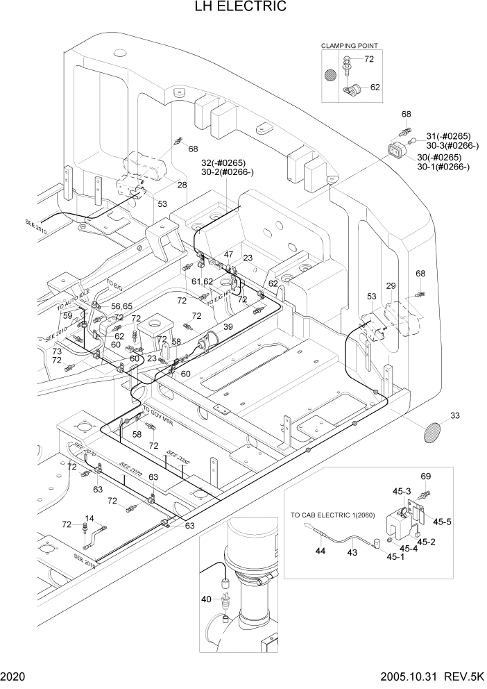 Схема запчастей Hyundai R140W7 - PAGE 2020 LH ELECTRIC ЭЛЕКТРИЧЕСКАЯ СИСТЕМА