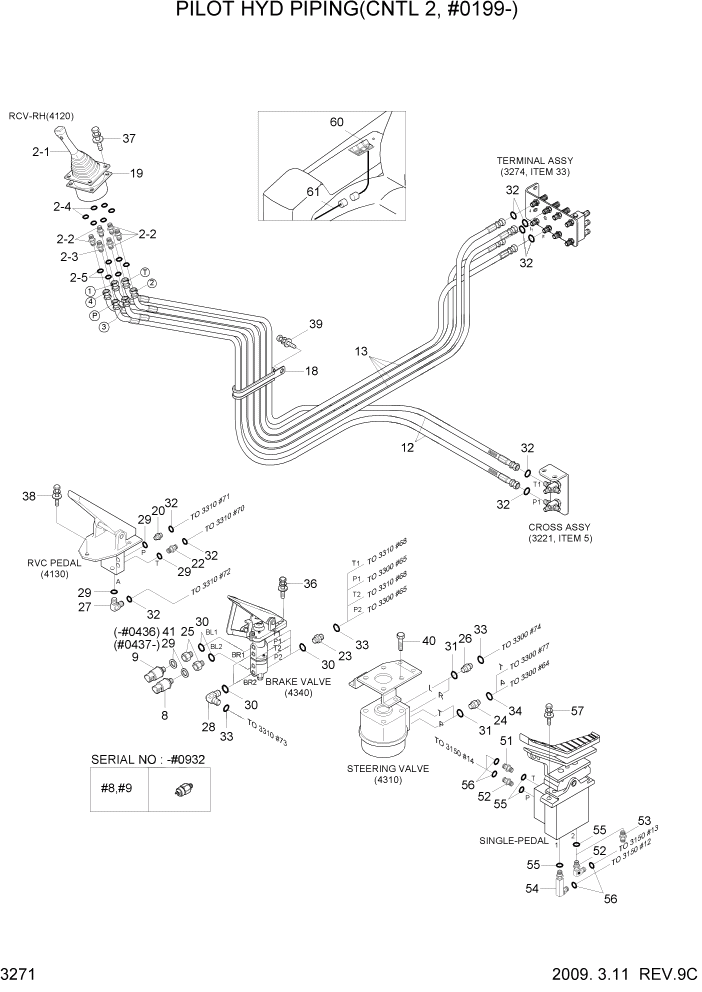 Схема запчастей Hyundai R140W7 - PAGE 3271 PILOT HYD PIPING(CNTL 2, #0199-) ГИДРАВЛИЧЕСКАЯ СИСТЕМА