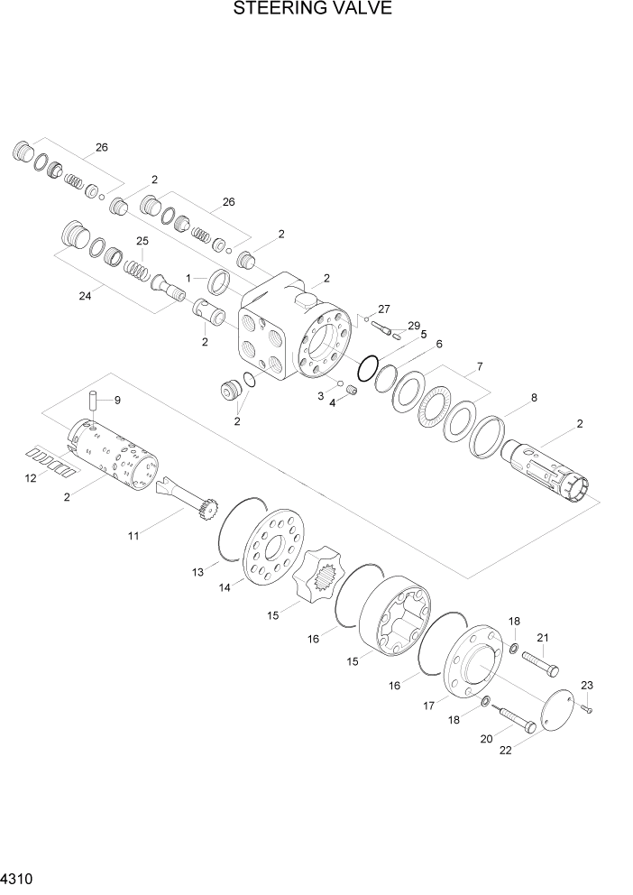 Схема запчастей Hyundai R140W7 - PAGE 4310 STEERING VALVE ГИДРАВЛИЧЕСКИЕ КОМПОНЕНТЫ
