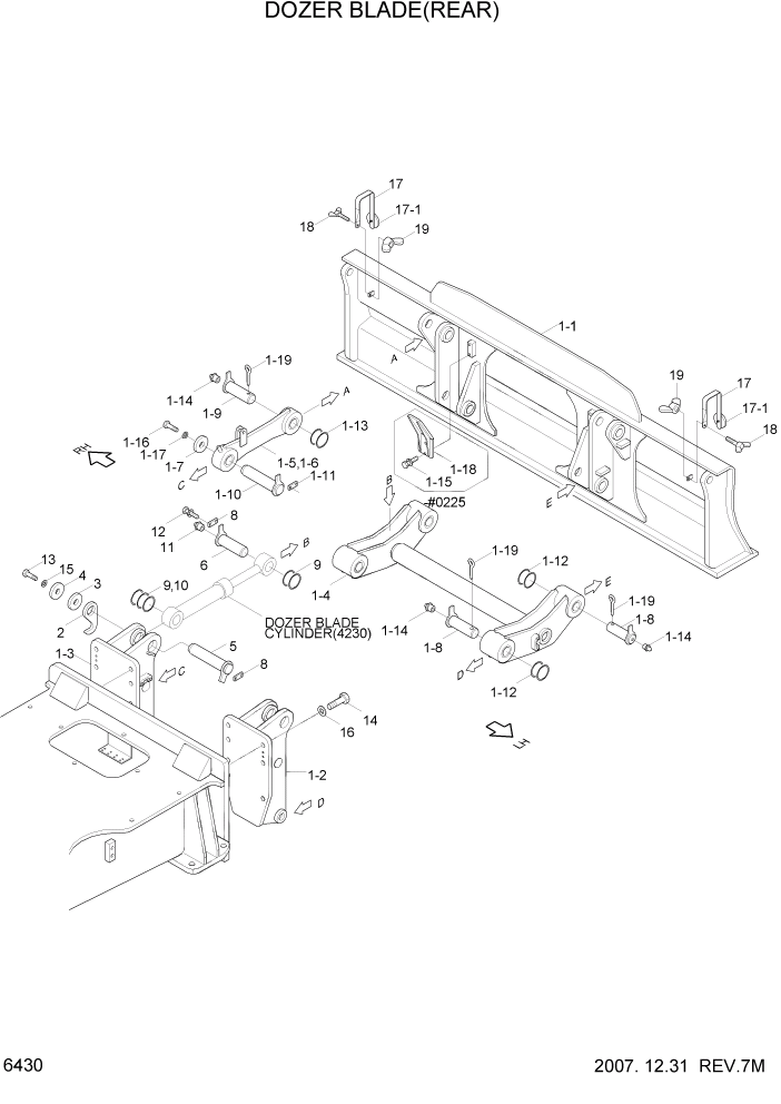 Схема запчастей Hyundai R140W7 - PAGE 6430 DOZER BLADE(REAR) СТРУКТУРА