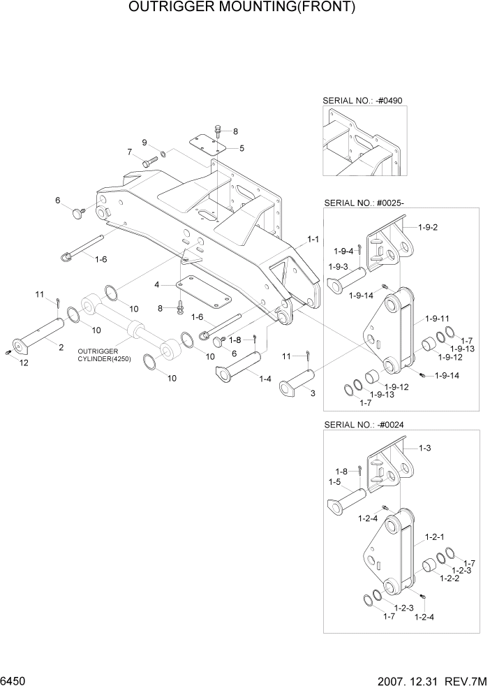 Схема запчастей Hyundai R140W7 - PAGE 6450 OUTRIGGER MOUNTING(FRONT) СТРУКТУРА