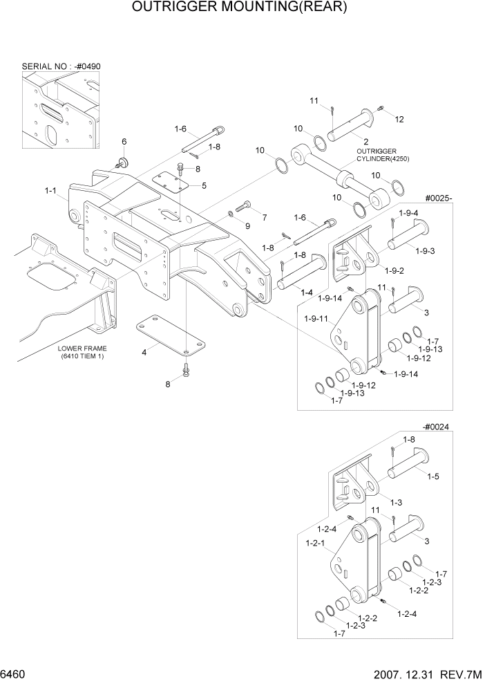 Схема запчастей Hyundai R140W7 - PAGE 6460 OUTRIGGER MOUNTING(REAR) СТРУКТУРА