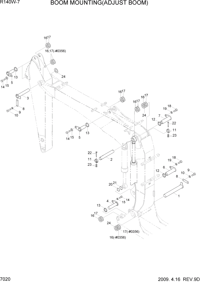 Схема запчастей Hyundai R140W7 - PAGE 7020 BOOM MOUNTING(ADJUST BOOM) РАБОЧЕЕ ОБОРУДОВАНИЕ