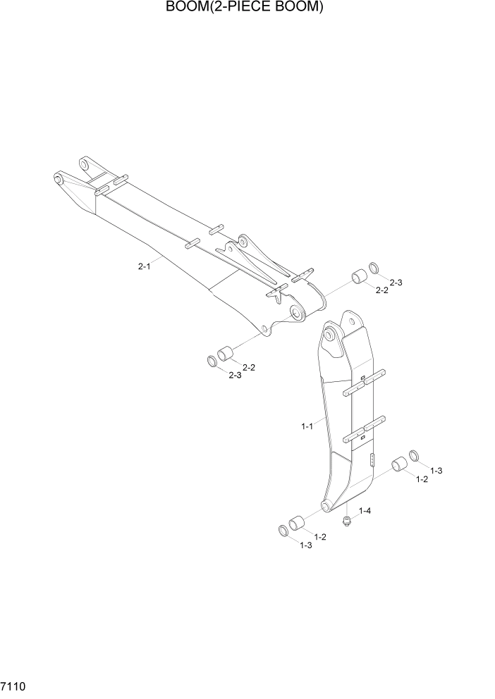 Схема запчастей Hyundai R140W7 - PAGE 7110 BOOM(ADJUST BOOM) РАБОЧЕЕ ОБОРУДОВАНИЕ