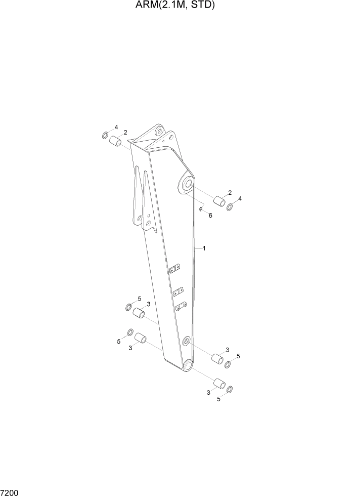 Схема запчастей Hyundai R140W7 - PAGE 7200 ARM(2.1M, STD) РАБОЧЕЕ ОБОРУДОВАНИЕ