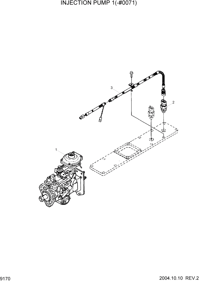 Схема запчастей Hyundai R140W7 - PAGE 9170 INJECTION PUMP 1(-#0071) ДВИГАТЕЛЬ БАЗА