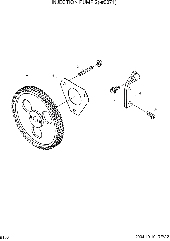 Схема запчастей Hyundai R140W7 - PAGE 9180 INJECTION PUMP 2(-#0071) ДВИГАТЕЛЬ БАЗА