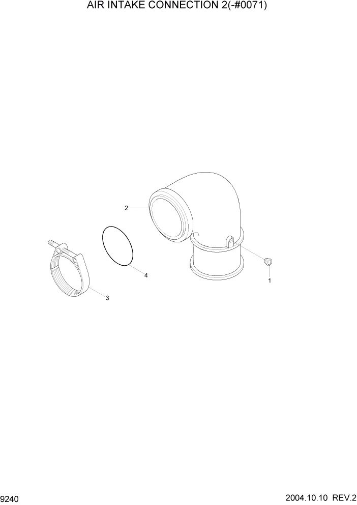 Схема запчастей Hyundai R140W7 - PAGE 9240 AIR INTAKE CONNECTION 2(-#0071) ДВИГАТЕЛЬ БАЗА