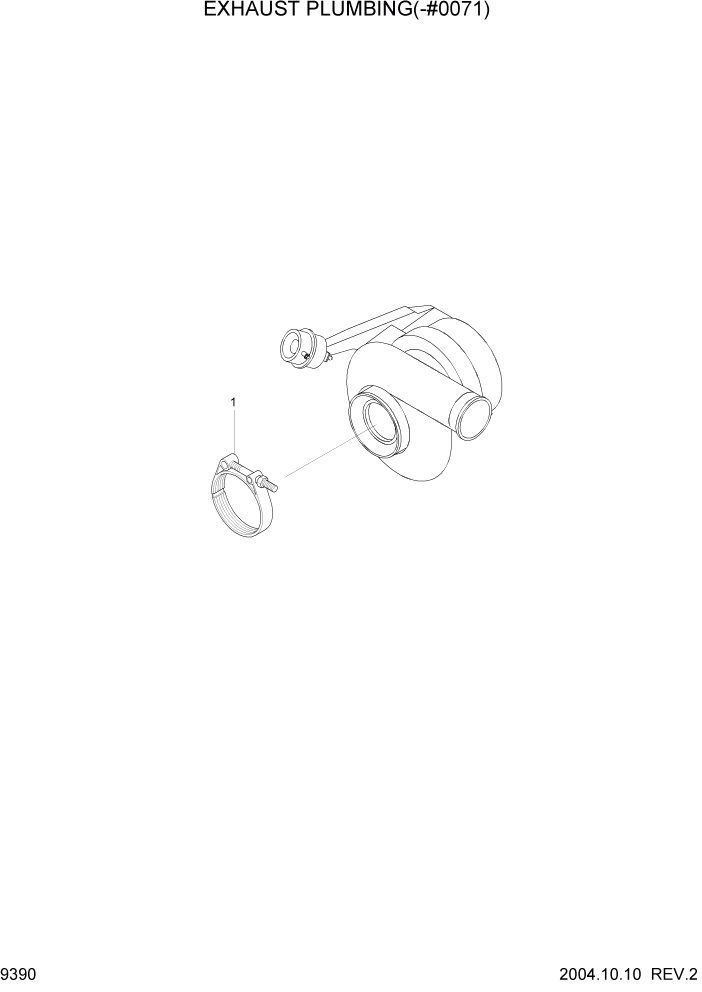 Схема запчастей Hyundai R140W7 - PAGE 9390 EXHAUST PLUMBING(-#0071) ДВИГАТЕЛЬ БАЗА