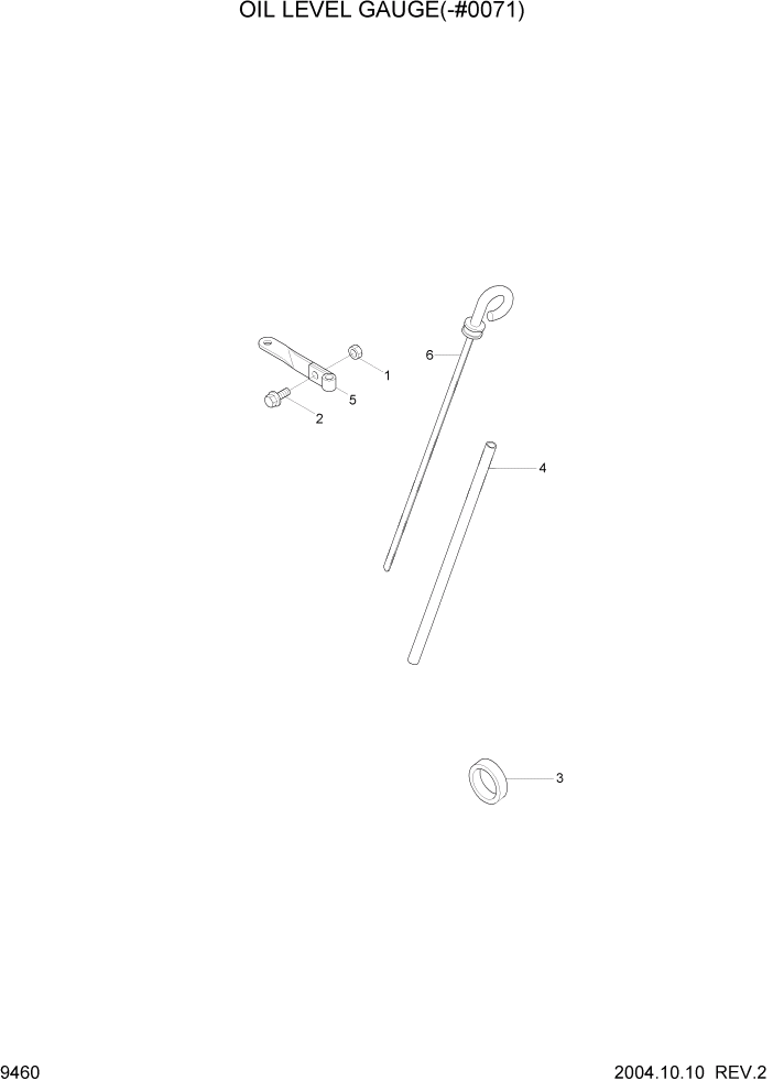 Схема запчастей Hyundai R140W7 - PAGE 9460 OIL LEVEL GAUGE(-#0071) ДВИГАТЕЛЬ БАЗА