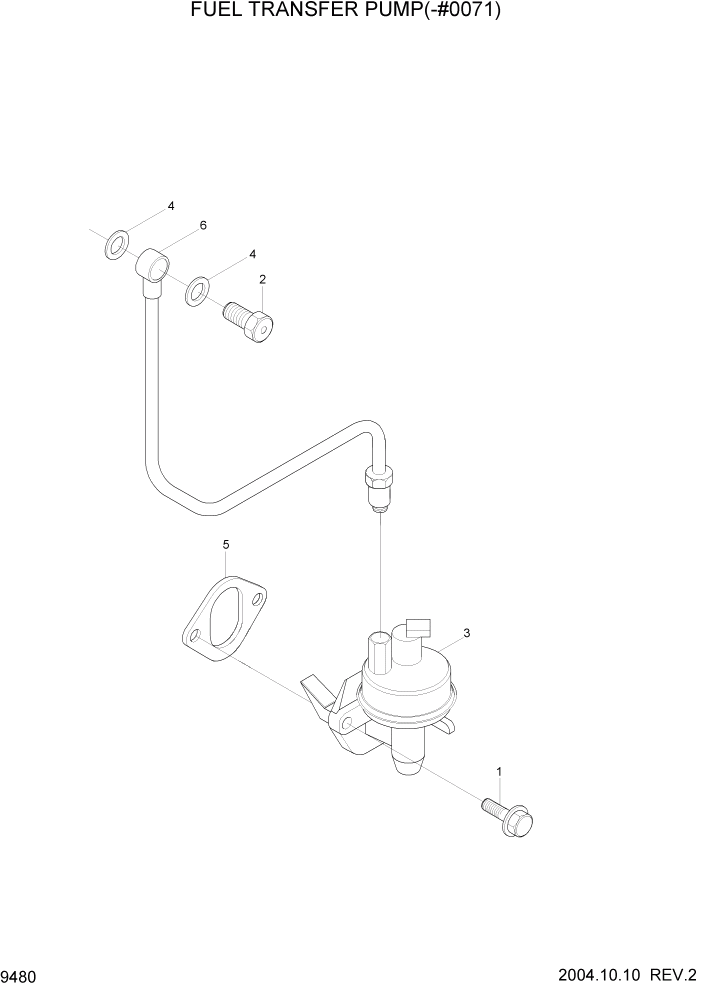 Схема запчастей Hyundai R140W7 - PAGE 9480 FUEL TRANSFER PUMP(-#0071) ДВИГАТЕЛЬ БАЗА