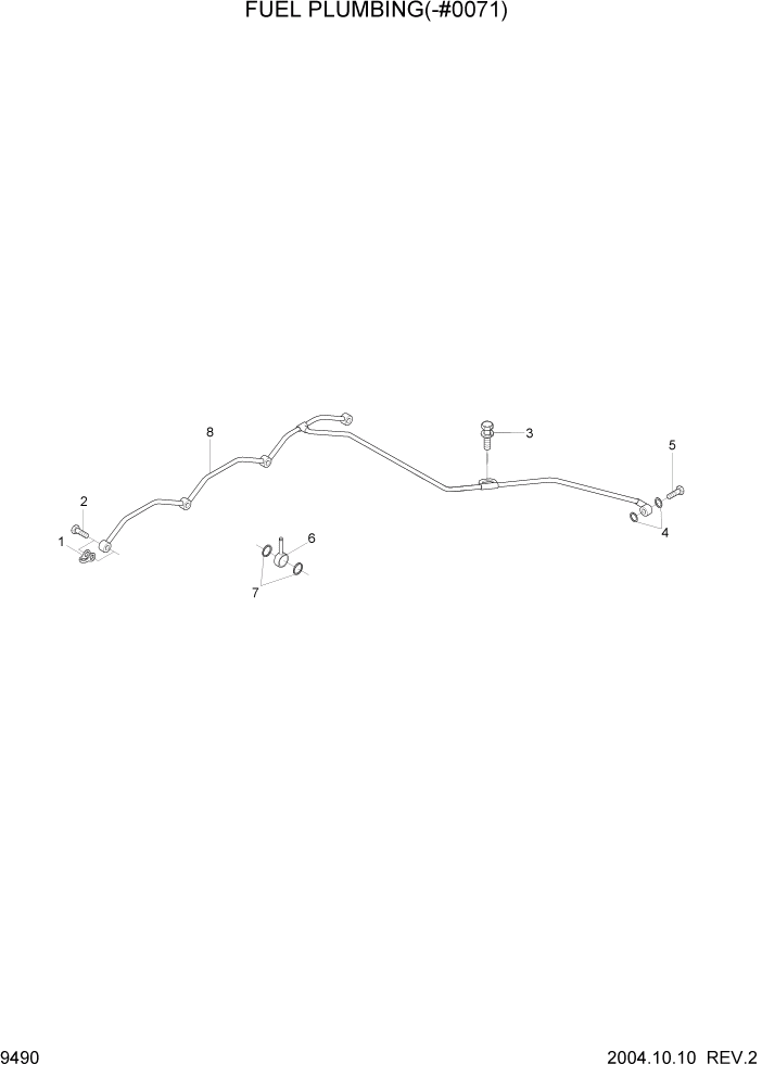 Схема запчастей Hyundai R140W7 - PAGE 9490 FUEL PLUMBING(-#0071) ДВИГАТЕЛЬ БАЗА