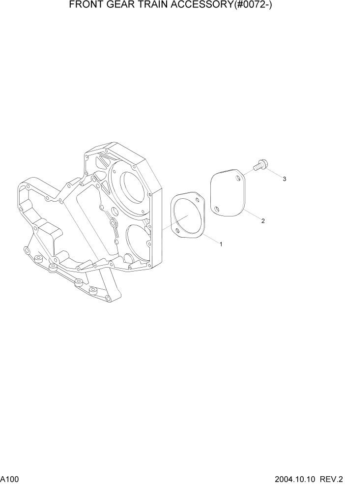 Схема запчастей Hyundai R140W7 - PAGE A100 FRONT GEAR TRAIN ACCESSORY(#0072-) ДВИГАТЕЛЬ БАЗА (РЯДНЫЙ)