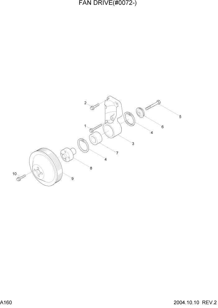 Схема запчастей Hyundai R140W7 - PAGE A160 FAN DRIVE(#0072-) ДВИГАТЕЛЬ БАЗА (РЯДНЫЙ)