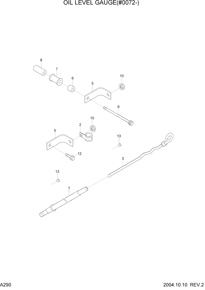 Схема запчастей Hyundai R140W7 - PAGE A290 OIL LEVEL GAUGE(#0072-) ДВИГАТЕЛЬ БАЗА (РЯДНЫЙ)