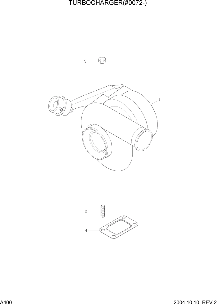 Схема запчастей Hyundai R140W7 - PAGE A400 TURBOCHARGER(#0072-) ДВИГАТЕЛЬ БАЗА (РЯДНЫЙ)