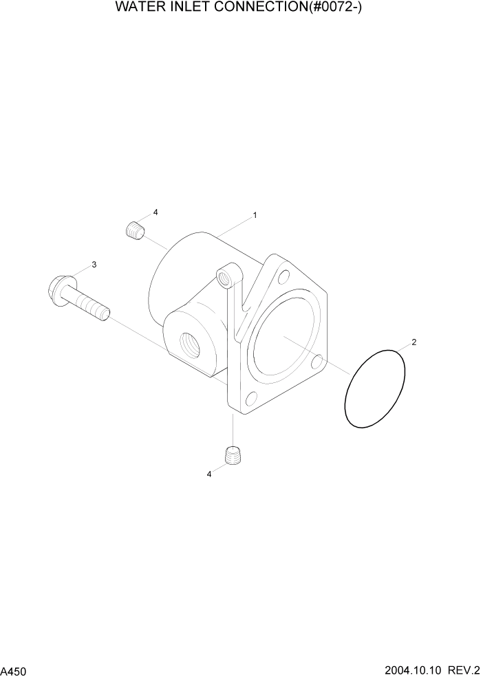 Схема запчастей Hyundai R140W7 - PAGE A450 WATER INLET CONNECTION(#0072-) ДВИГАТЕЛЬ БАЗА (РЯДНЫЙ)