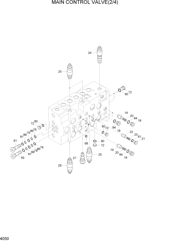 Схема запчастей Hyundai R140W7A - PAGE 4050 MAIN CONTROL VALVE(2/4) ГИДРАВЛИЧЕСКИЕ КОМПОНЕНТЫ