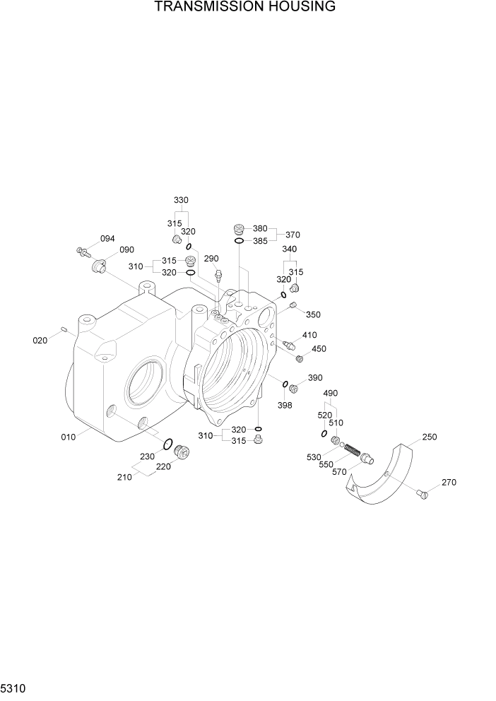 Схема запчастей Hyundai R140W7A - PAGE 5310 TRANSMISSION HOUSING ТРАНСМИССИЯ