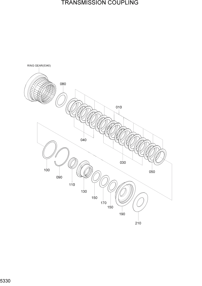 Схема запчастей Hyundai R140W7A - PAGE 5330 TRANSMISSION COUPLING ТРАНСМИССИЯ