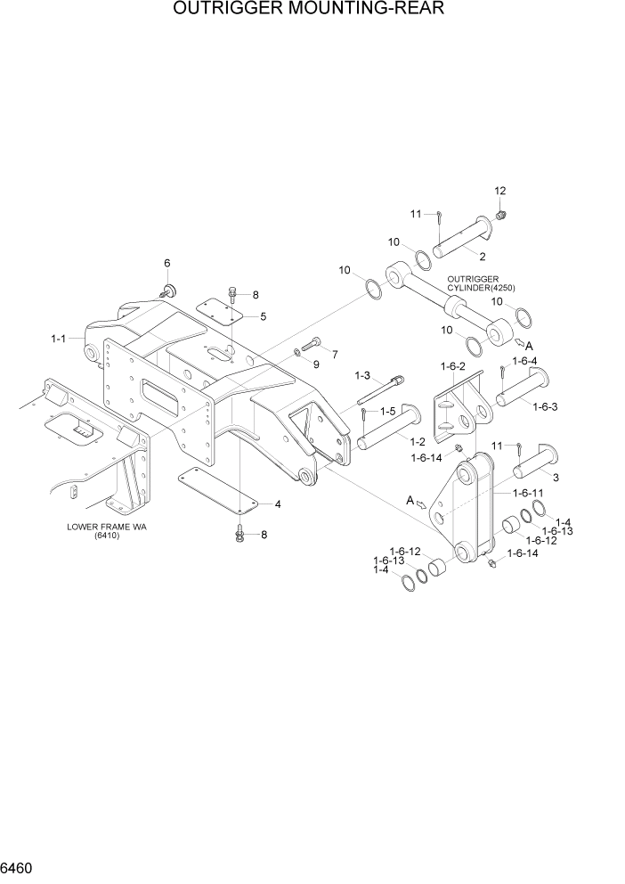Схема запчастей Hyundai R140W7A - PAGE 6460 OUTRIGGER MOUNTING-REAR СТРУКТУРА