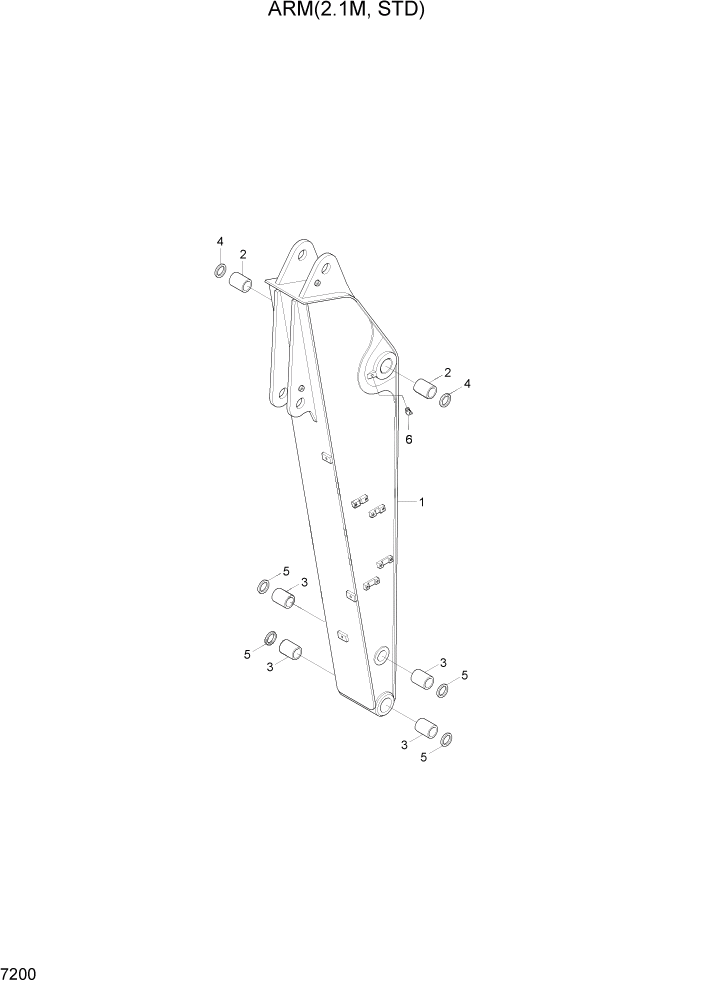 Схема запчастей Hyundai R140W7A - PAGE 7200 ARM(2.1M, STD) РАБОЧЕЕ ОБОРУДОВАНИЕ