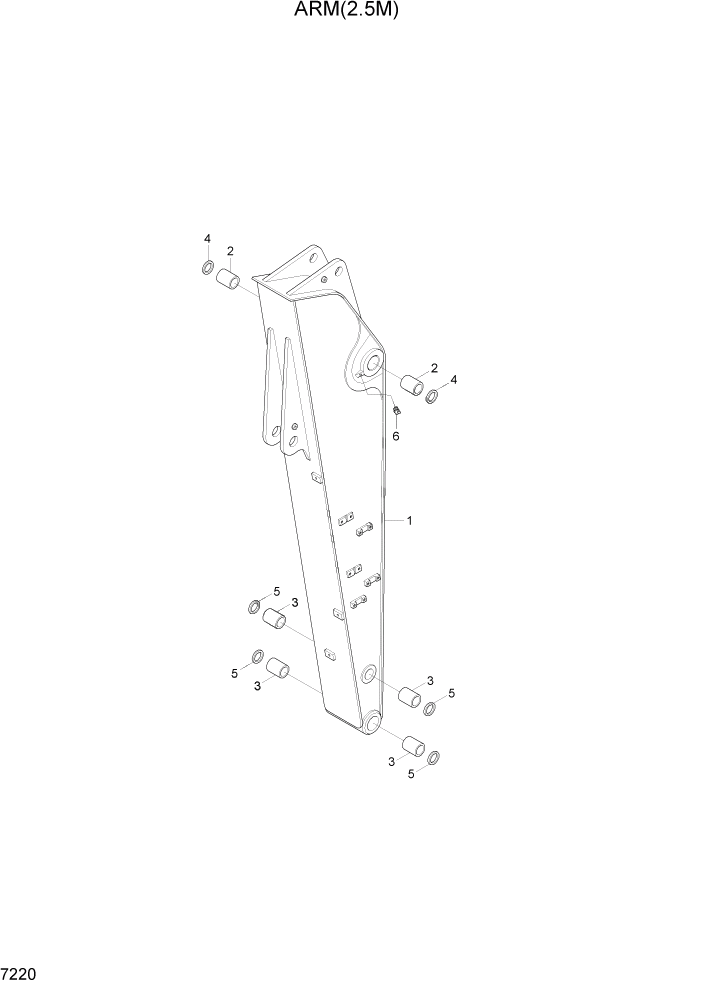 Схема запчастей Hyundai R140W7A - PAGE 7220 ARM(2.5M) РАБОЧЕЕ ОБОРУДОВАНИЕ