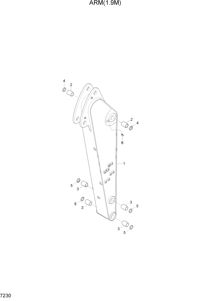 Схема запчастей Hyundai R140W7A - PAGE 7230 ARM(1.9M) РАБОЧЕЕ ОБОРУДОВАНИЕ